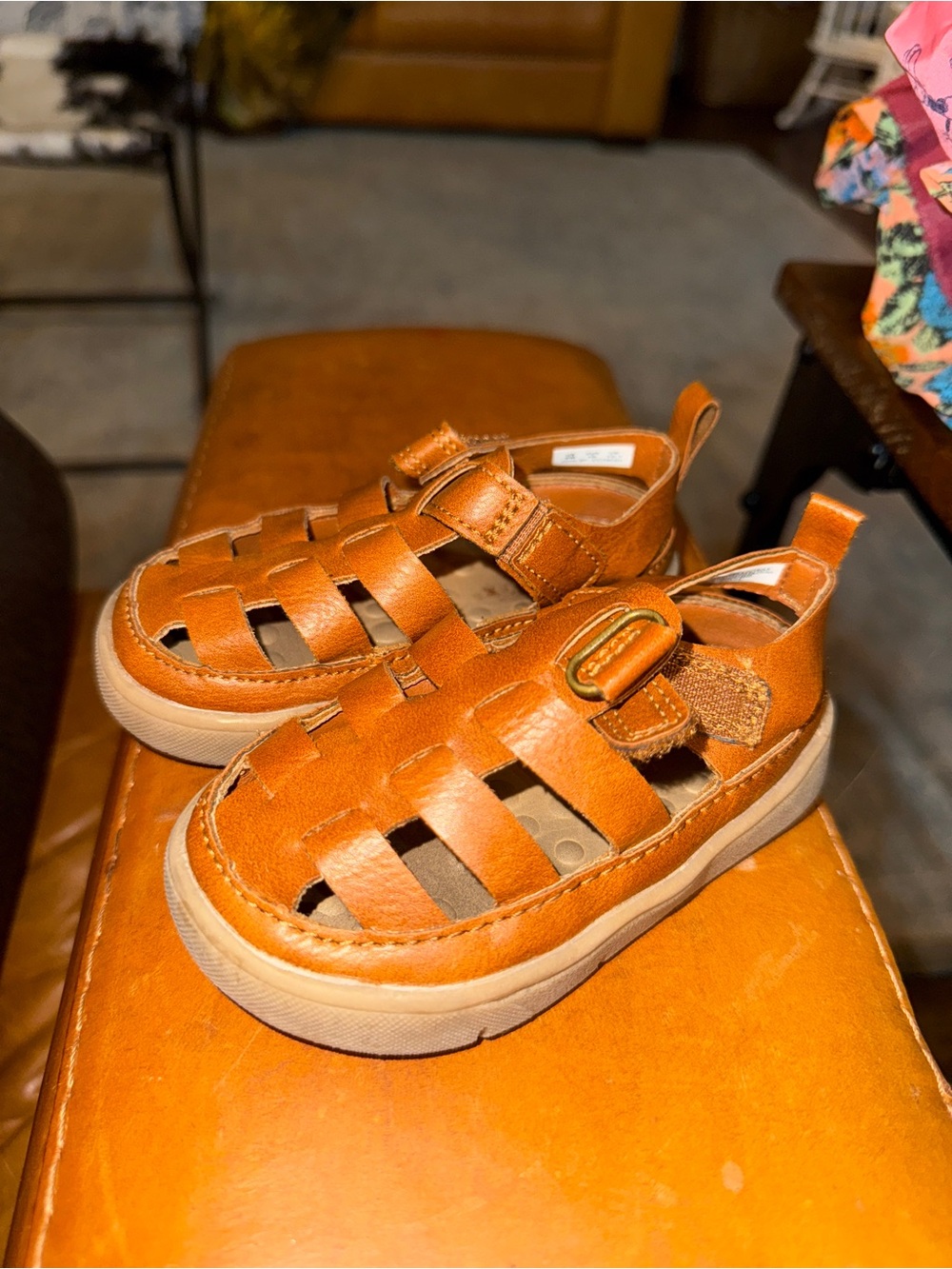 Carter's Tan/Brown Leather Fisherman Sandals for Kids